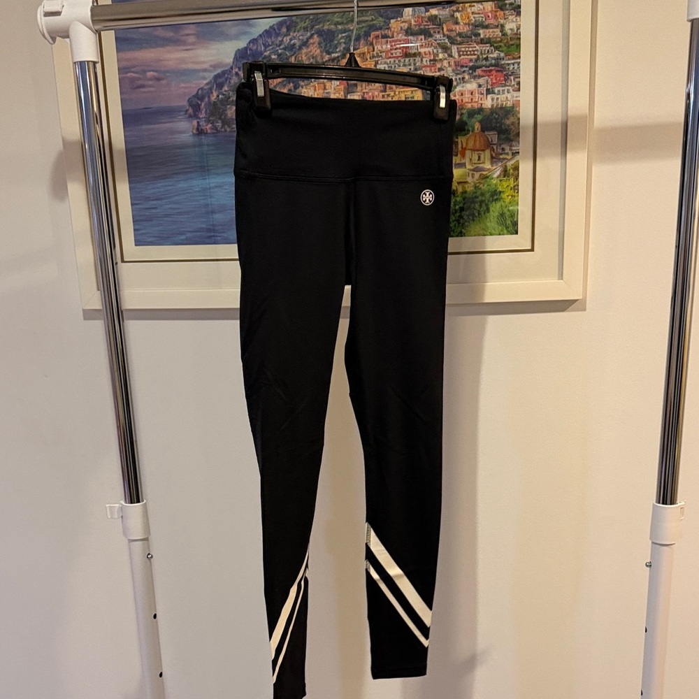 Tory Sport Black Leggings with White Accents